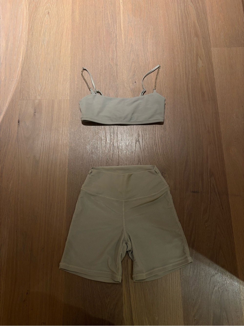WeWoreWhat Smokey Taupe High-Waist Bike Shorts